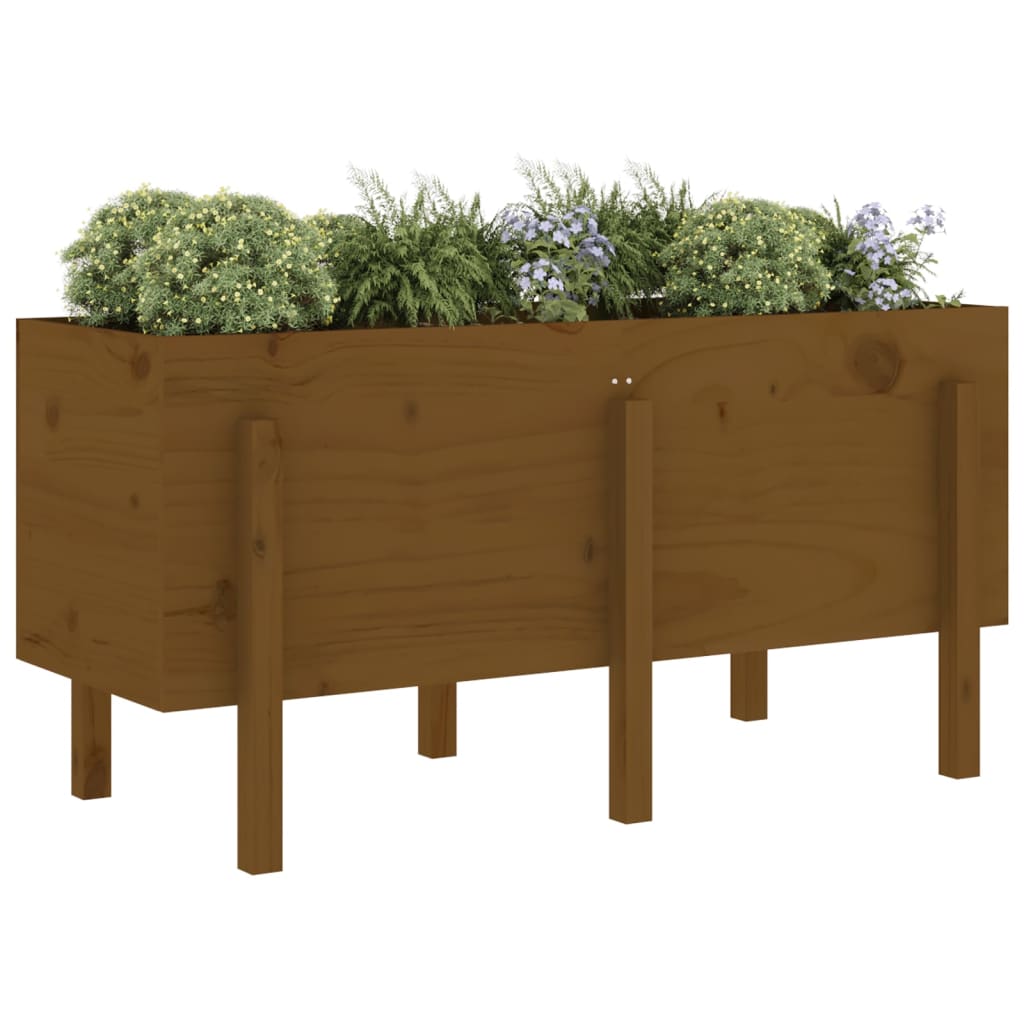 Plantenbak verhoogd 121x50x57 cm massief grenenhout honingbruin