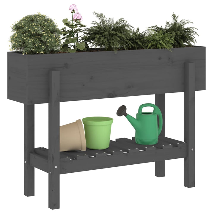 Plantenbak verhoogd 101x30x69 cm massief grenenhout grijs