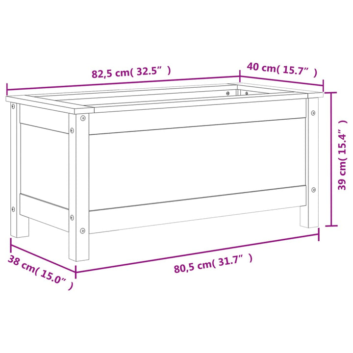 Plantenbak 82,5x40x39 cm massief grenenhout wit