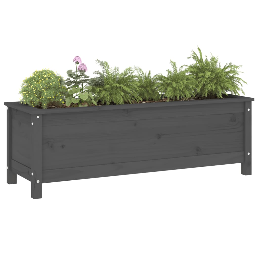 Plantenbak verhoogd 119,5x40x39 cm massief grenenhout grijs