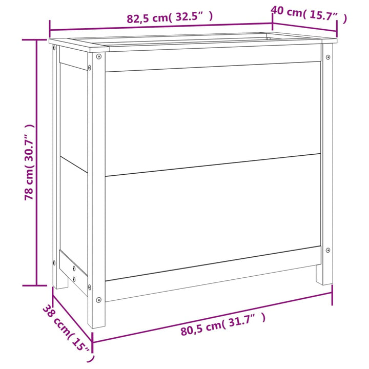 Plantenbak 82,5x40x78 cm massief grenenhout grijs