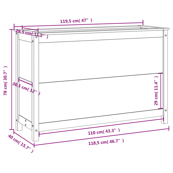 Plantenbak verhoogd 119,5x40x78 cm massief douglashout