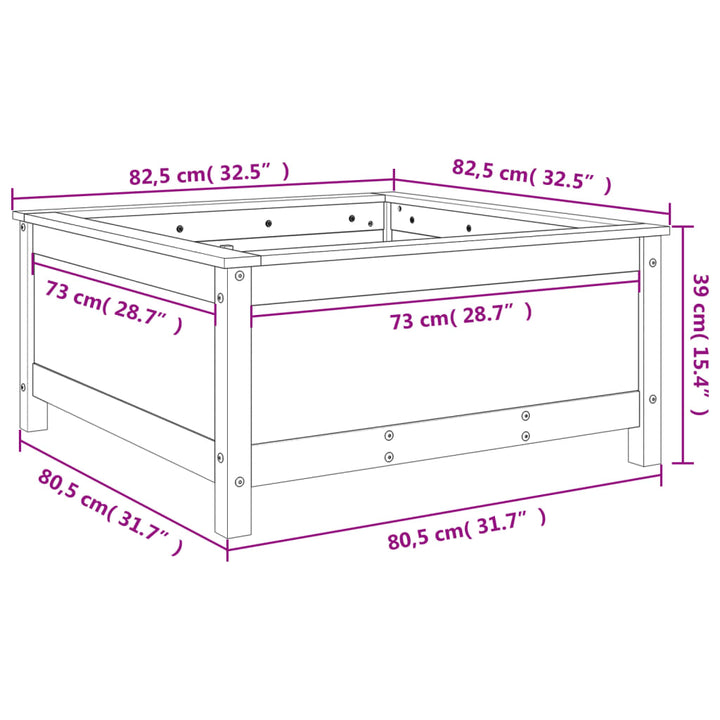 Plantenbak 82,5x82,5x39 cm massief grenenhout