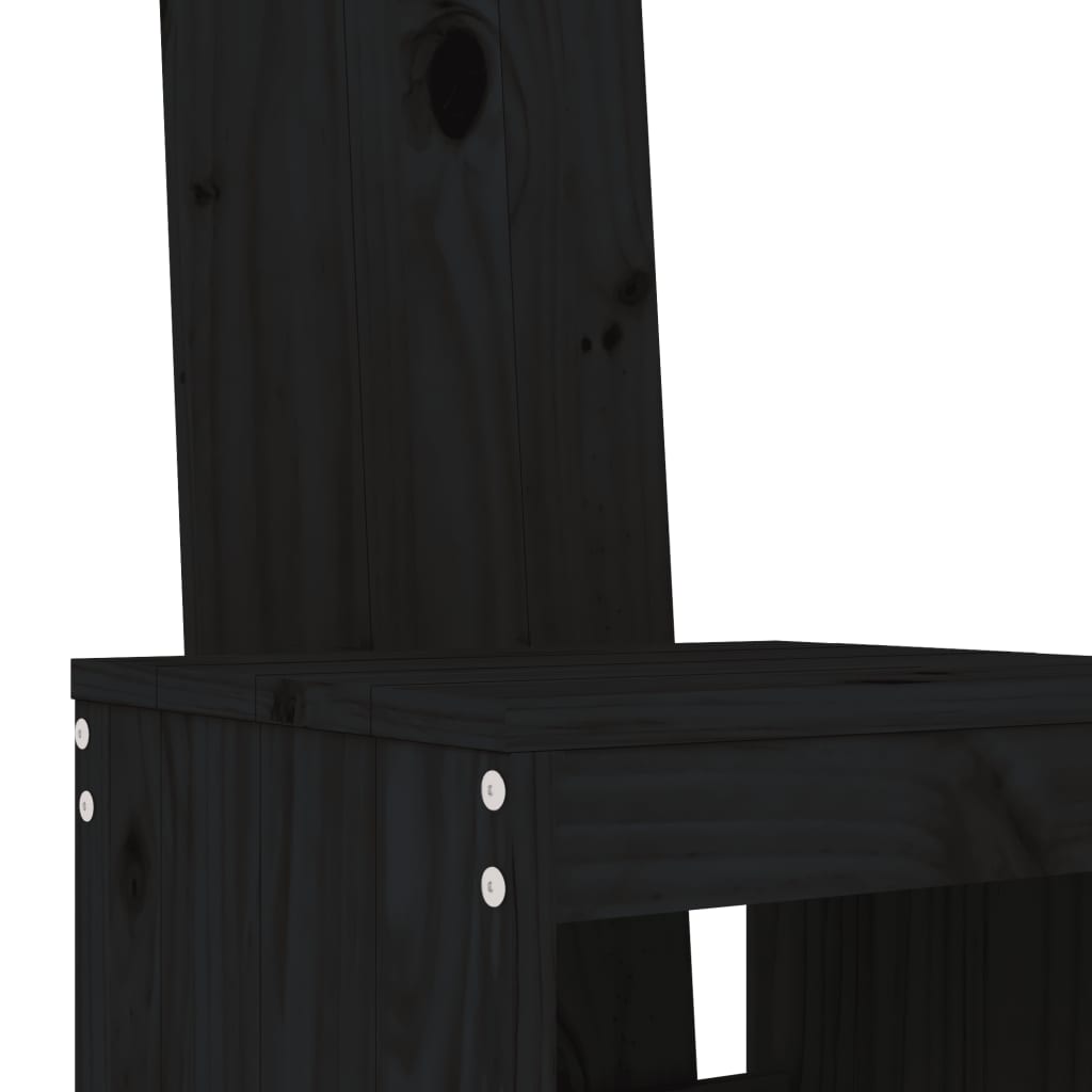Barkrukken 2 st 40x42x120 cm massief grenenhout zwart