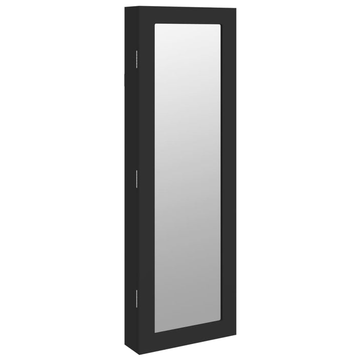 Sieradenkast met spiegel wandgemonteerd 30x8,5x90 cm zwart
