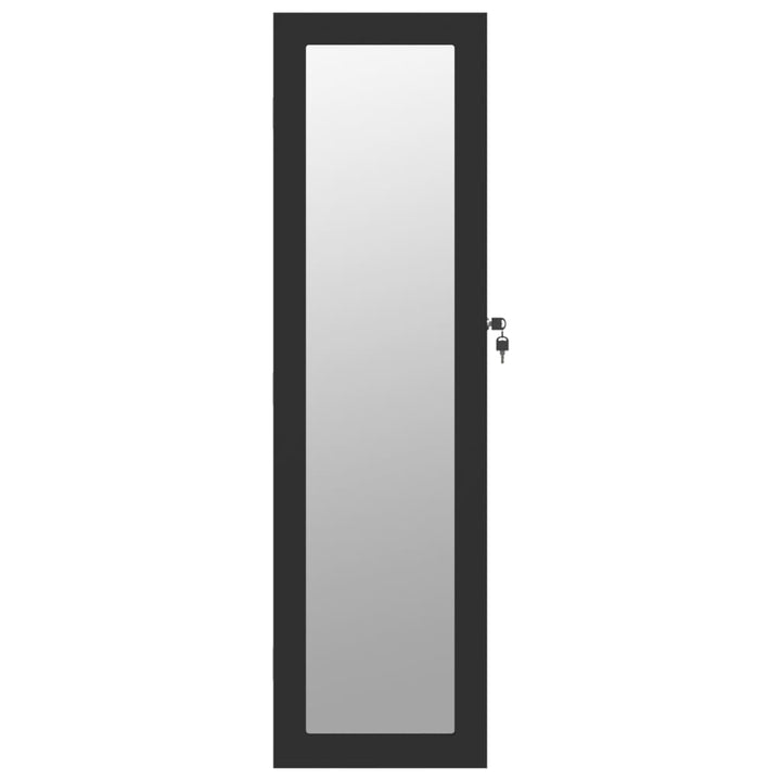 Sieradenkast met spiegel wandgemonteerd 30x8,5x106 cm zwart