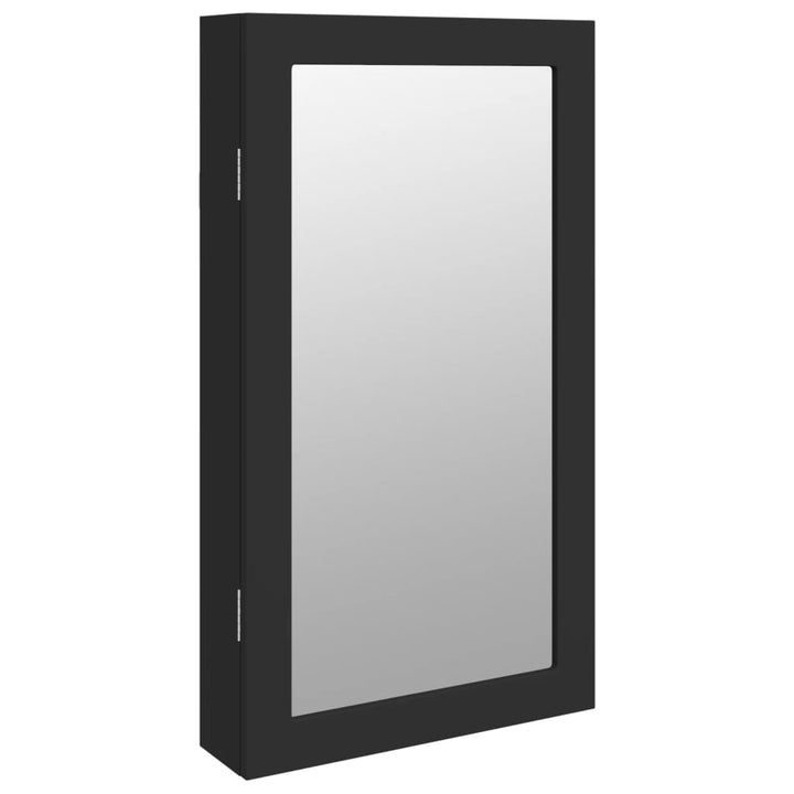 Sieradenkast met spiegel en LED wandgemonteerd zwart