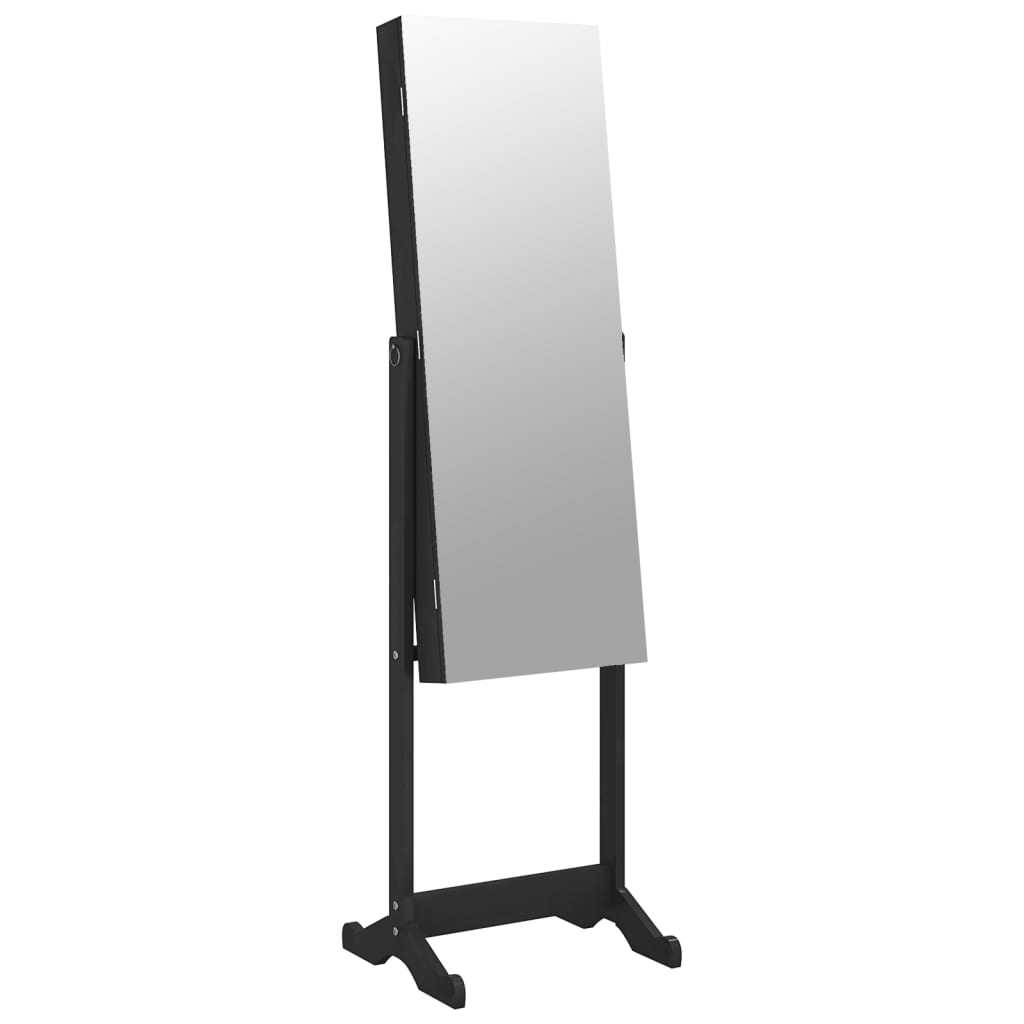 Sieradenkast met spiegel vrijstaand 42x38x152 cm zwart
