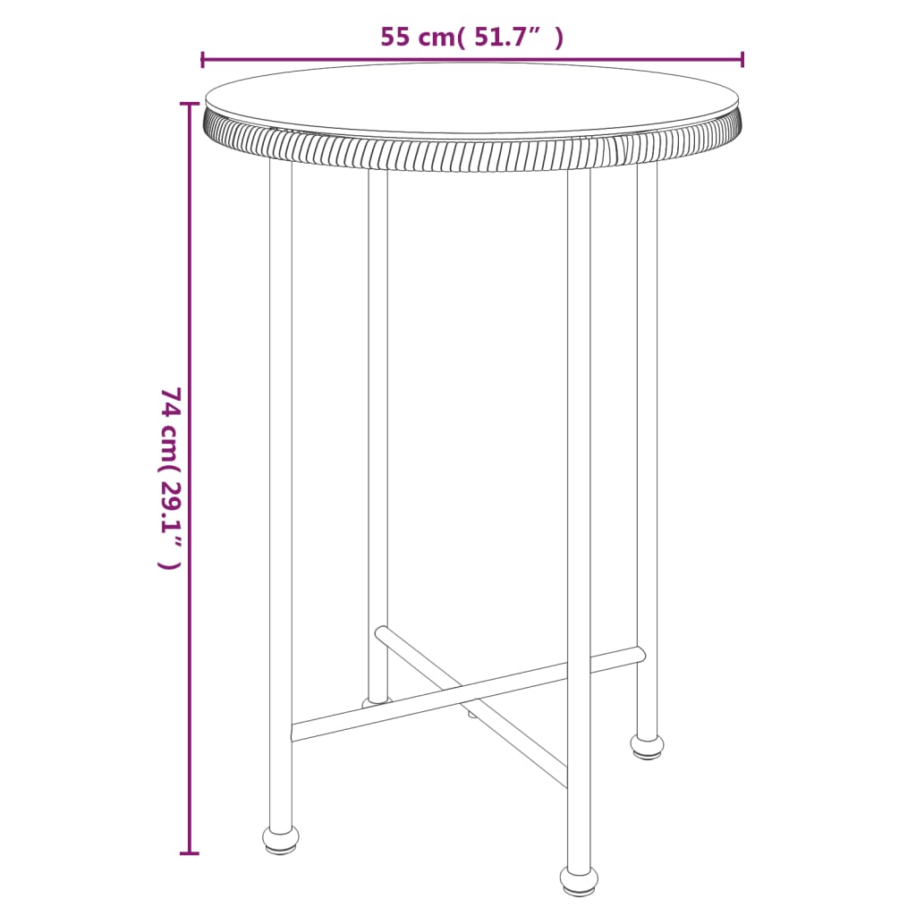 3-delige Tuinset poly rattan zwart