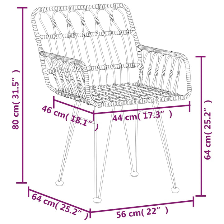 3-delige Tuinset poly rattan zwart