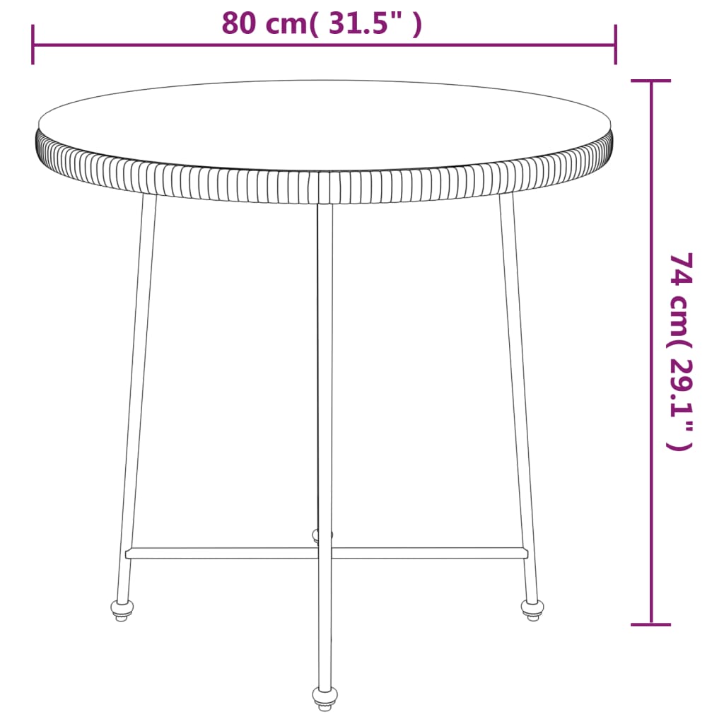 5-delige Tuinset poly rattan zwart