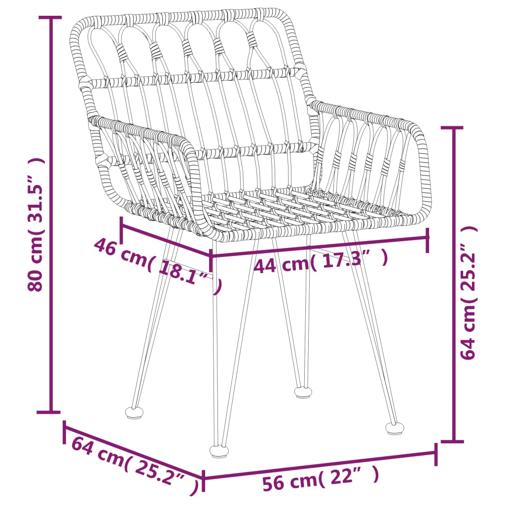 5-delige Tuinset poly rattan zwart