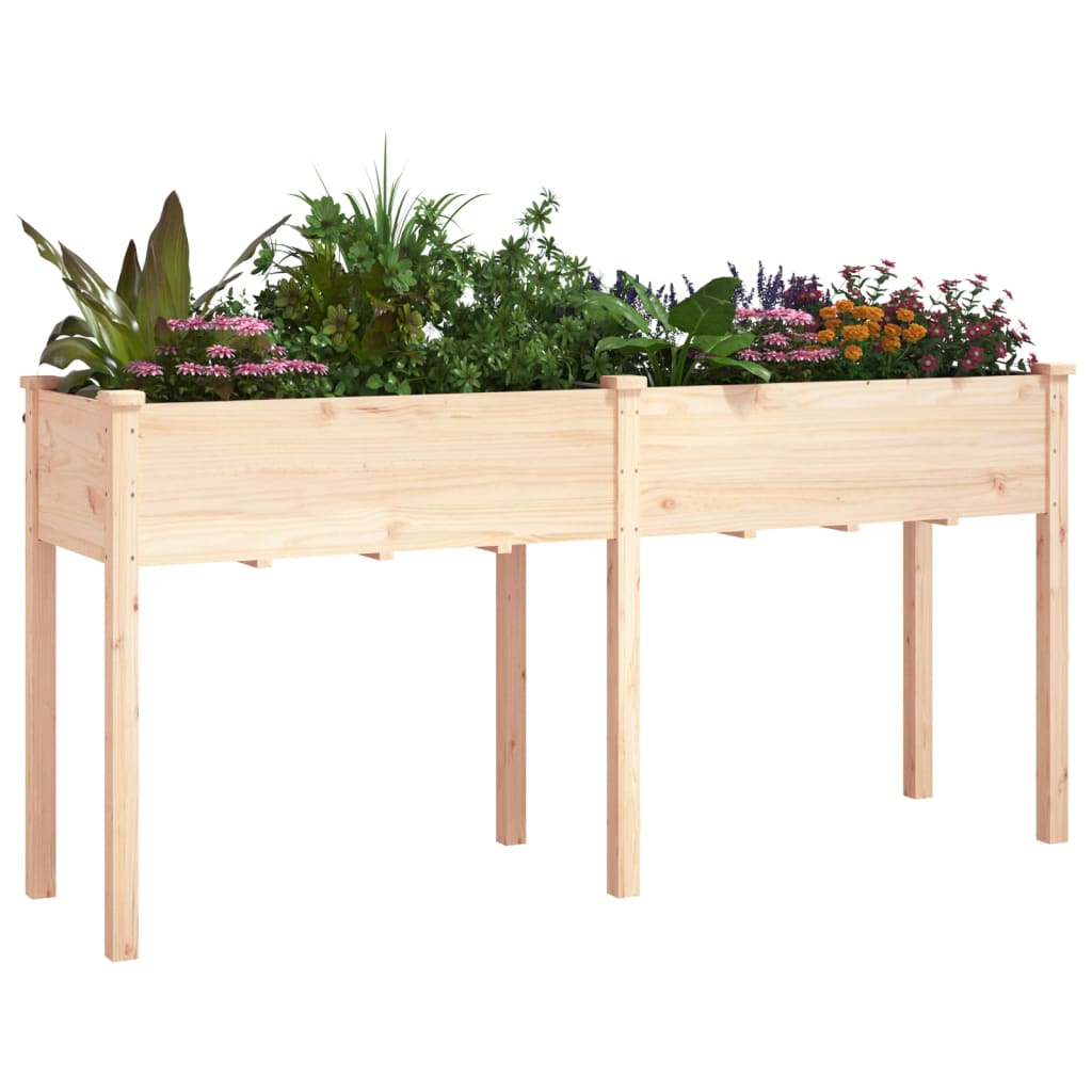 Plantenbak met voering 161x45x76 cm massief vurenhout