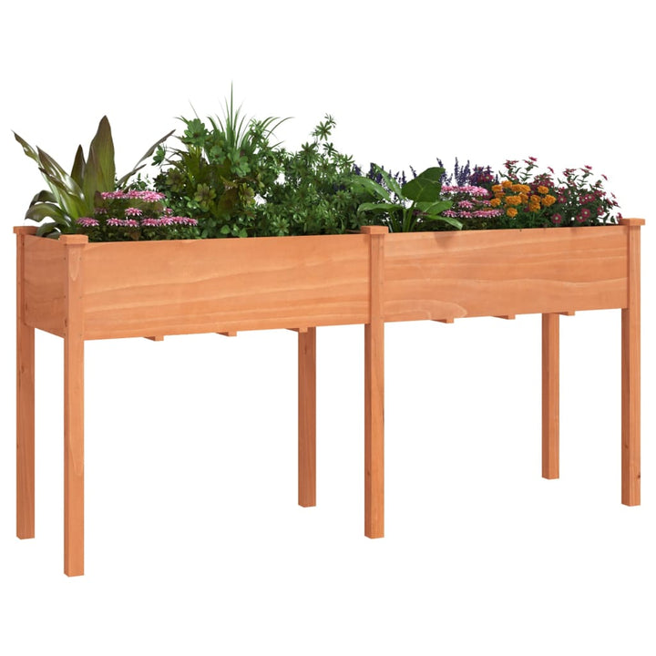 Plantenbak met voering 161x45x76 cm massief vurenhout bruin