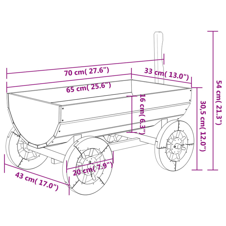 vidaXL Wagen decoratief 70x43x54 cm massief vurenhout