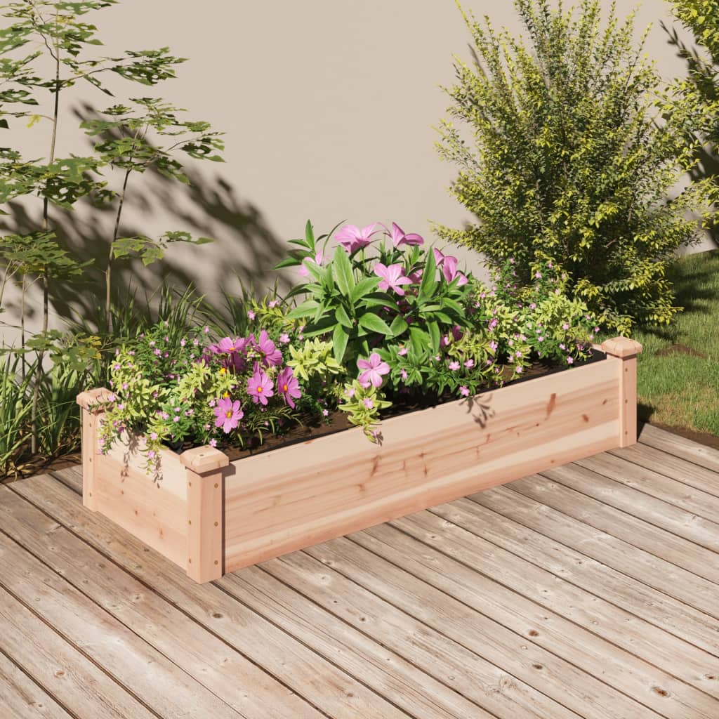 Plantenbak berekend met voering 120x45x25 cm massief vuurhout