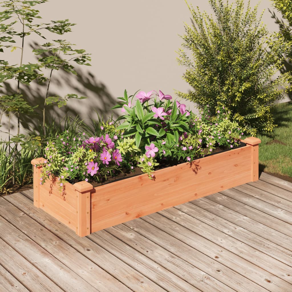 Plantenbak bedacht met voering 120x45x25 cm vurenhout bruin