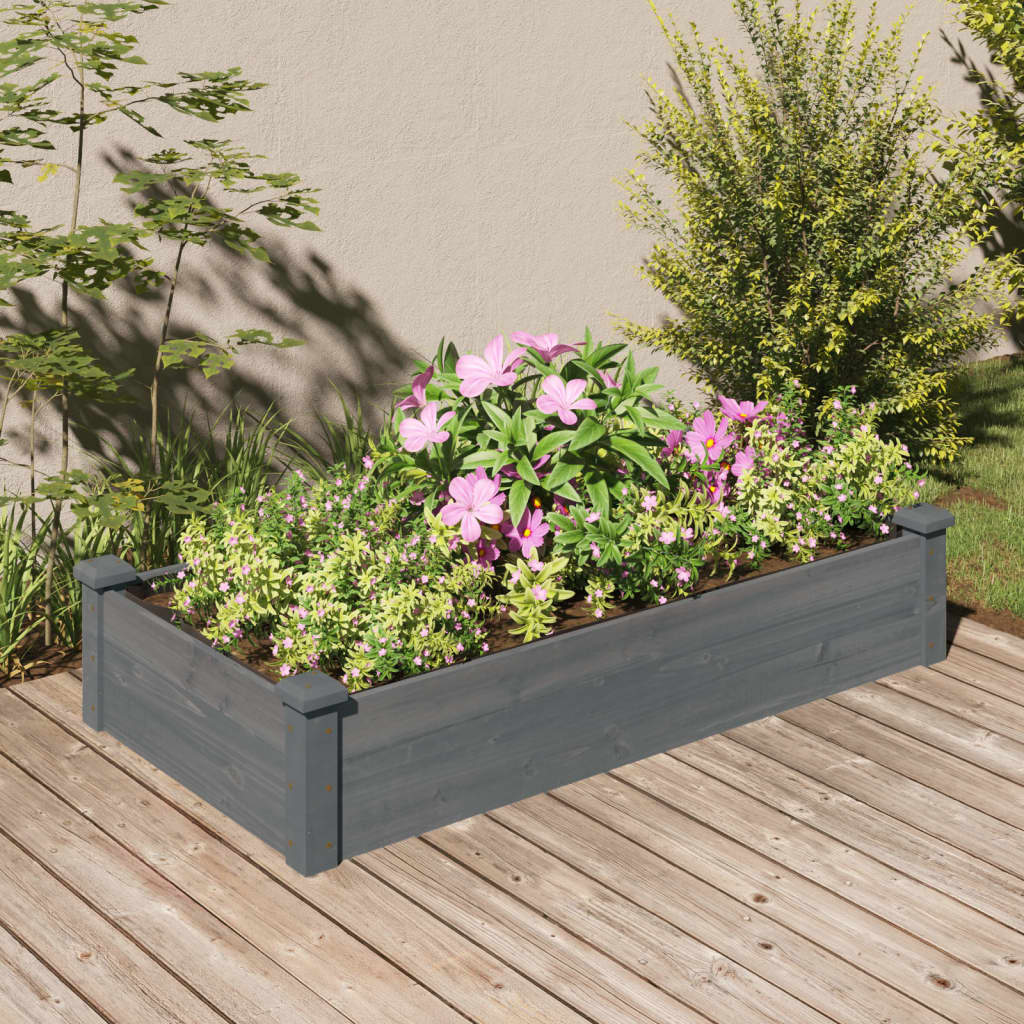 Plantenbak overwogen met voering 120x60x25 cm vurenhout grijs