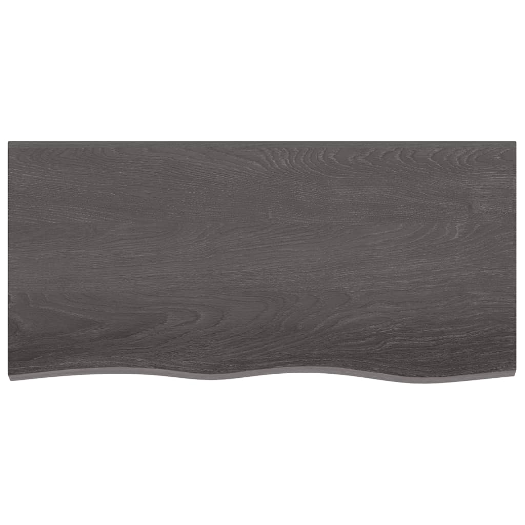 Tafelblad 100x50x4 cm behandeld massief eikenhout donkergrijs