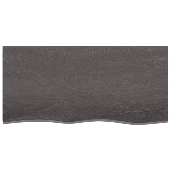 Tafelblad 100x50x6 cm behandeld massief eikenhout donkergrijs