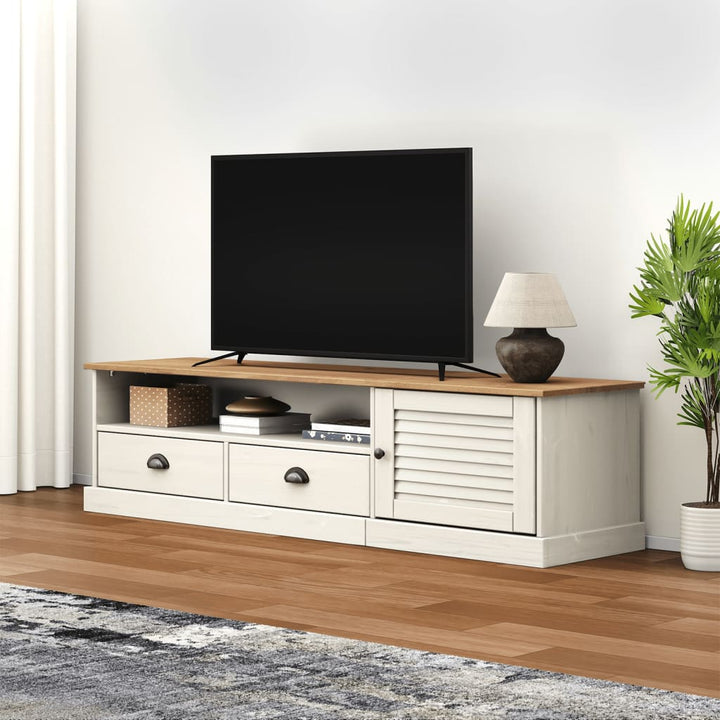 Tv-meubel VIGO 156x40x40 cm massief grenenhout wit