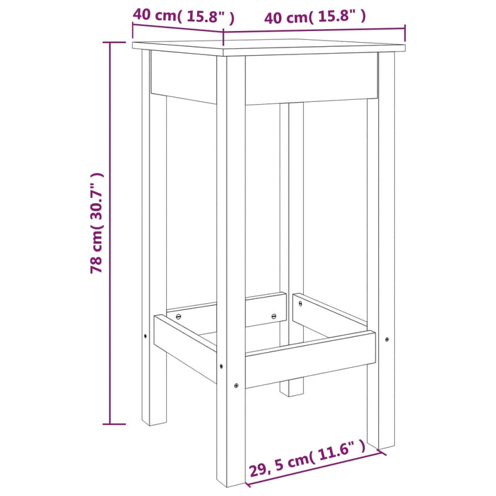 Barkruk 2 st 40x40x78 cm massief groenhout wit