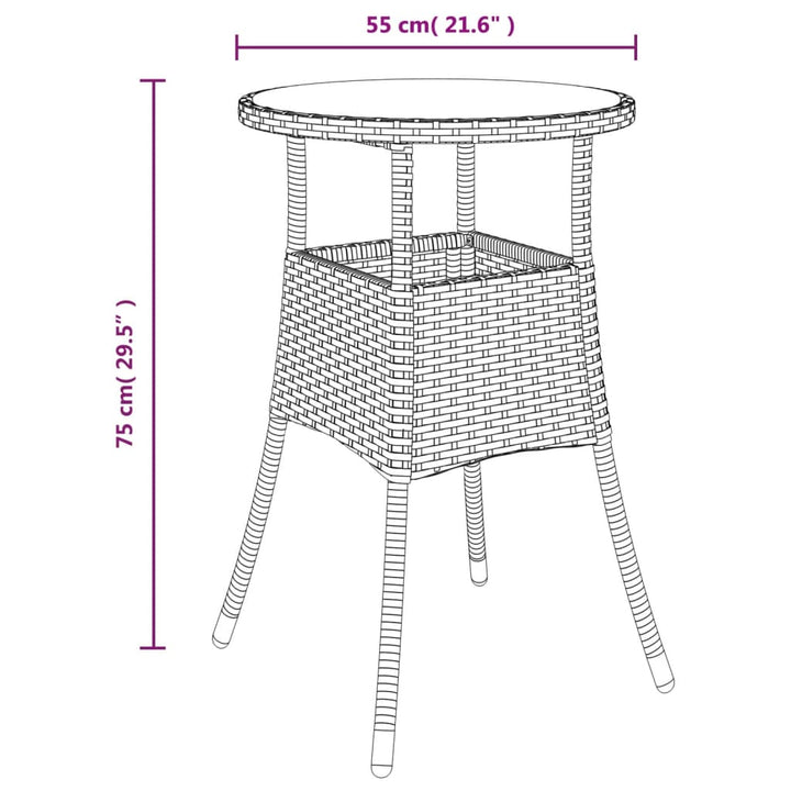 5-delige Bistroset met kussens poly rattan zwart