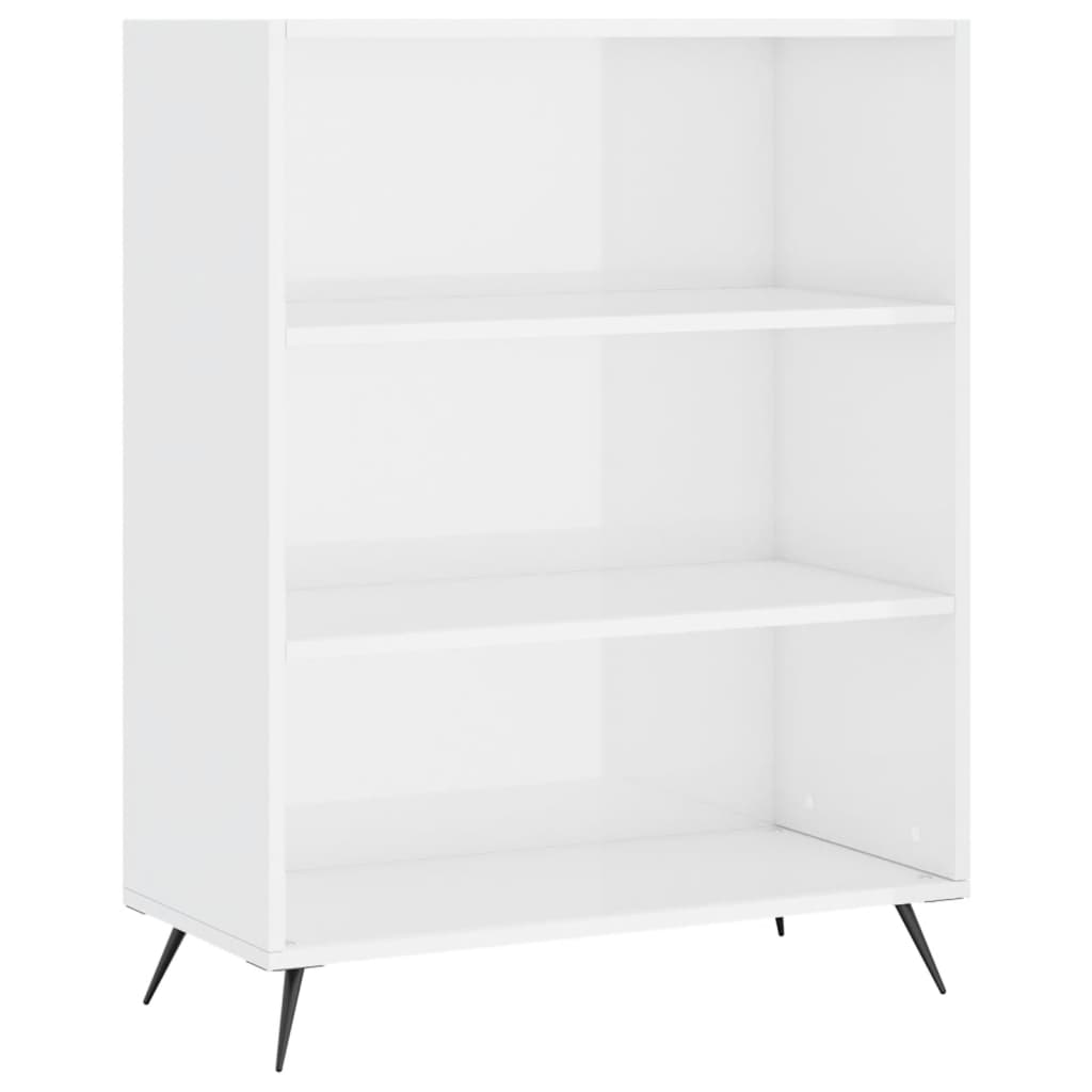 Boekenkast 69,5x32,5x90 cm bewerkt hout hoogglans wit