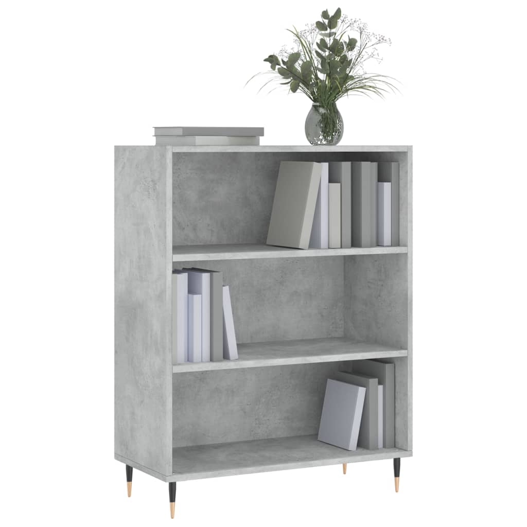 Boekenkast 69,5x32,5x90 cm bewerkt hout betongrijs