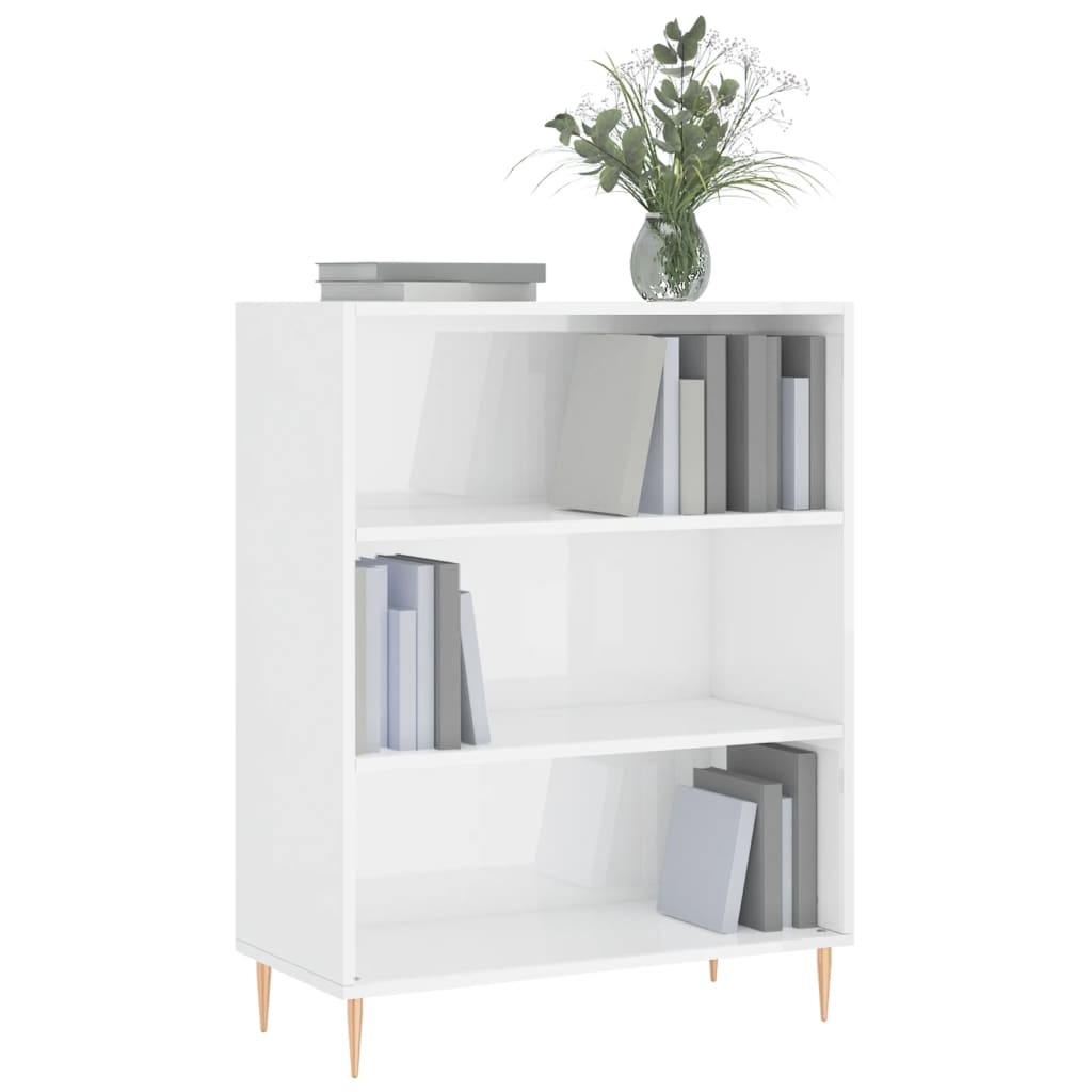 Boekenkast 69,5x32,5x90 cm bewerkt hout hoogglans wit