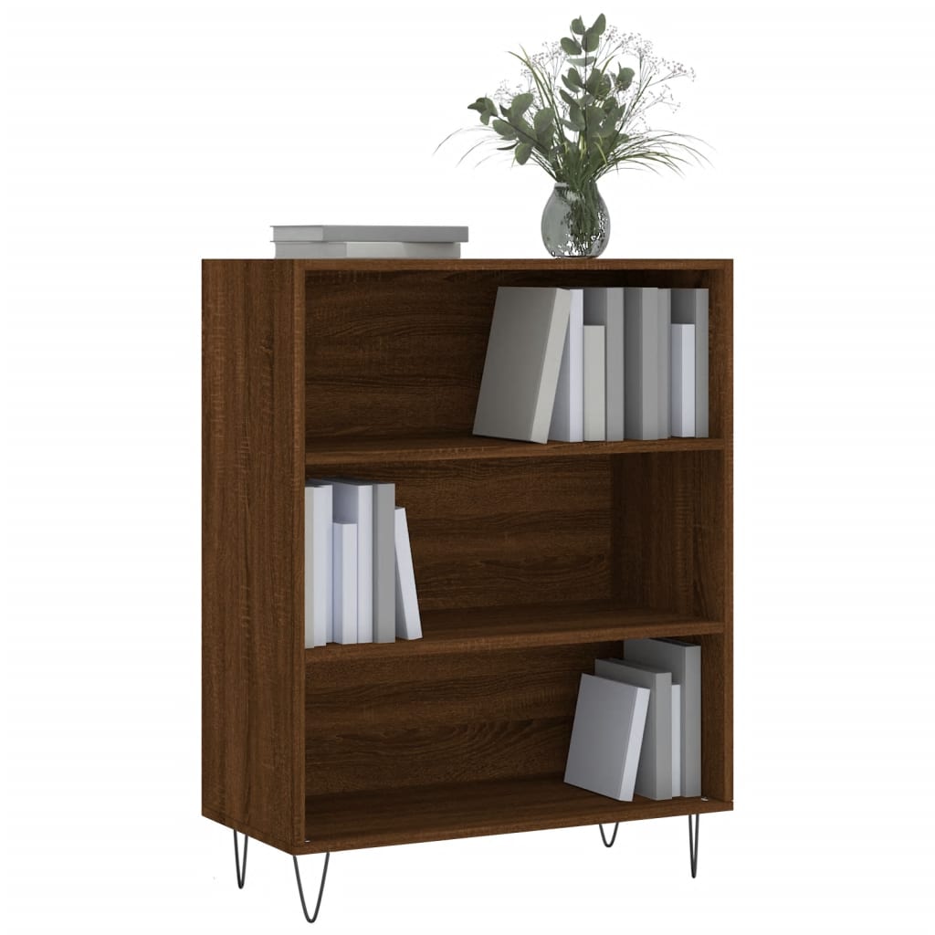 Boekenkast 69,5x32,5x90 cm bewerkt hout bruin eikenkleur