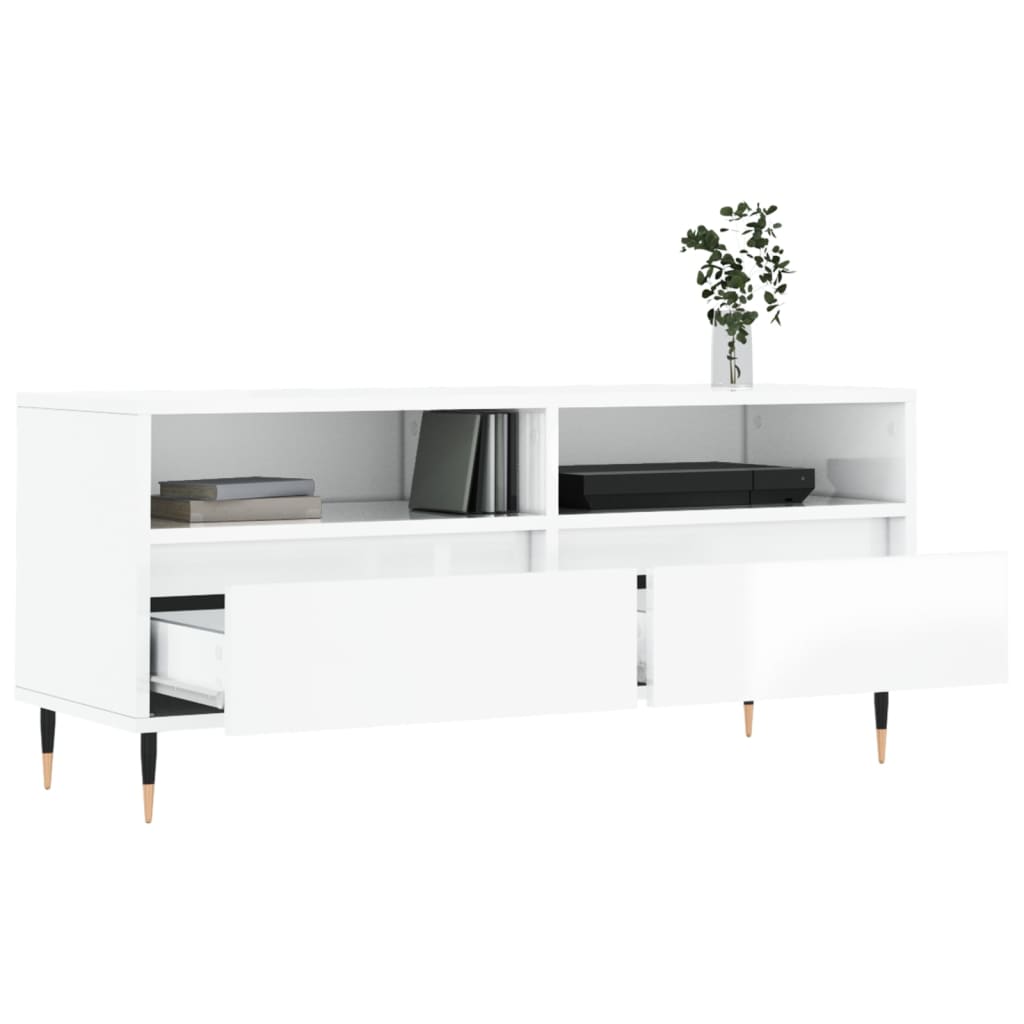 Tv-meubel 100x34,5x44,5 cm bewerkt hout hoogglans wit