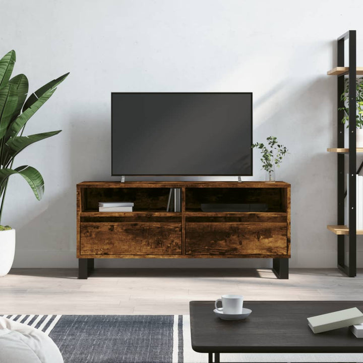 Tv-meubel 100x34,5x44,5 cm bewerkt hout gerookt eikenkleurig