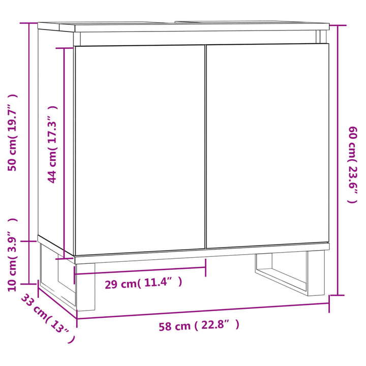 Badkamerkast 58x33x60 cm bewerkt hout zwart