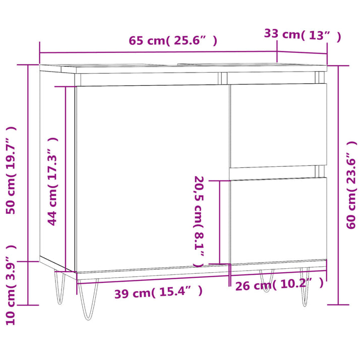 Badkamerkast 65x33x60 cm bewerkt hout zwart