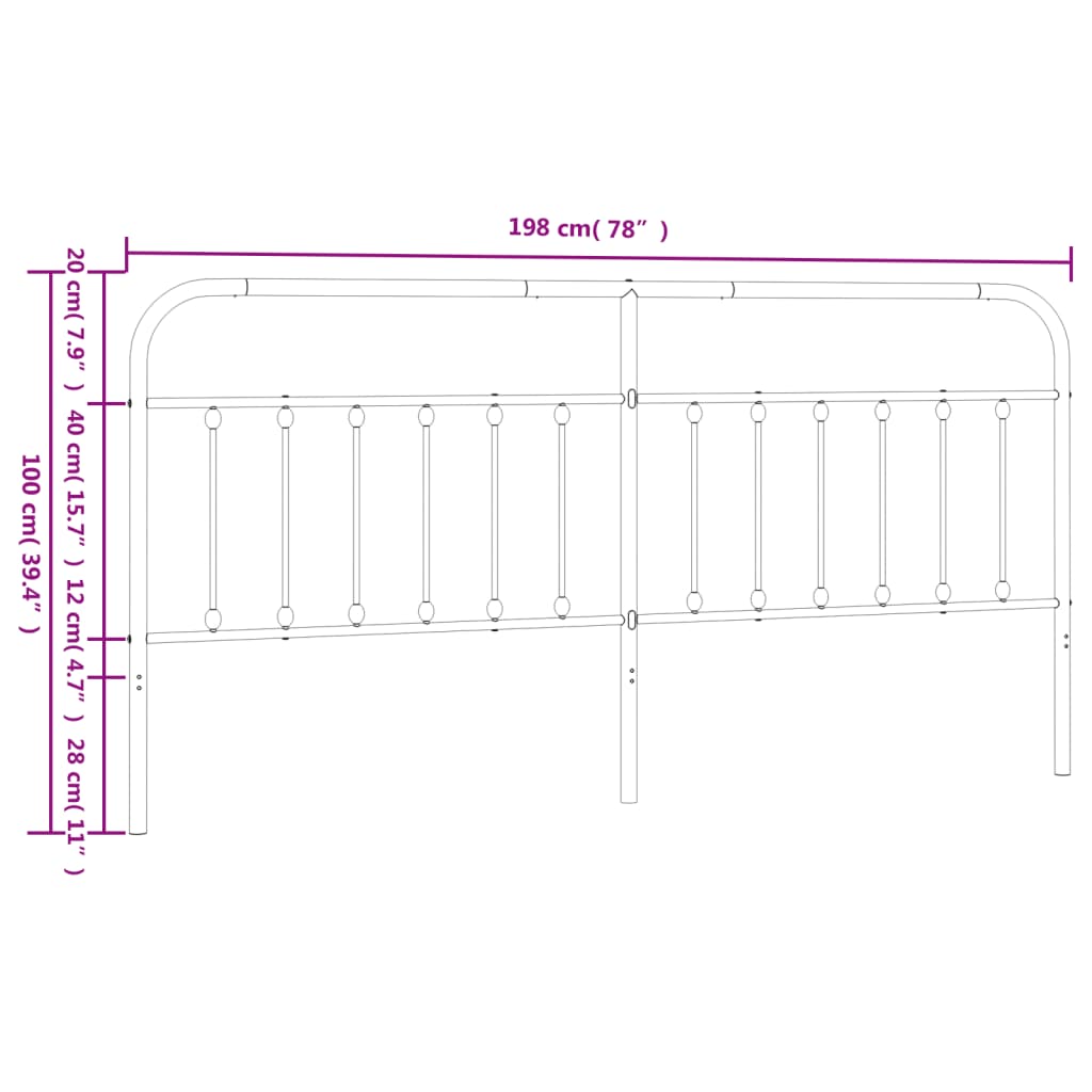 Hoofdbord metaal wit 193 cm