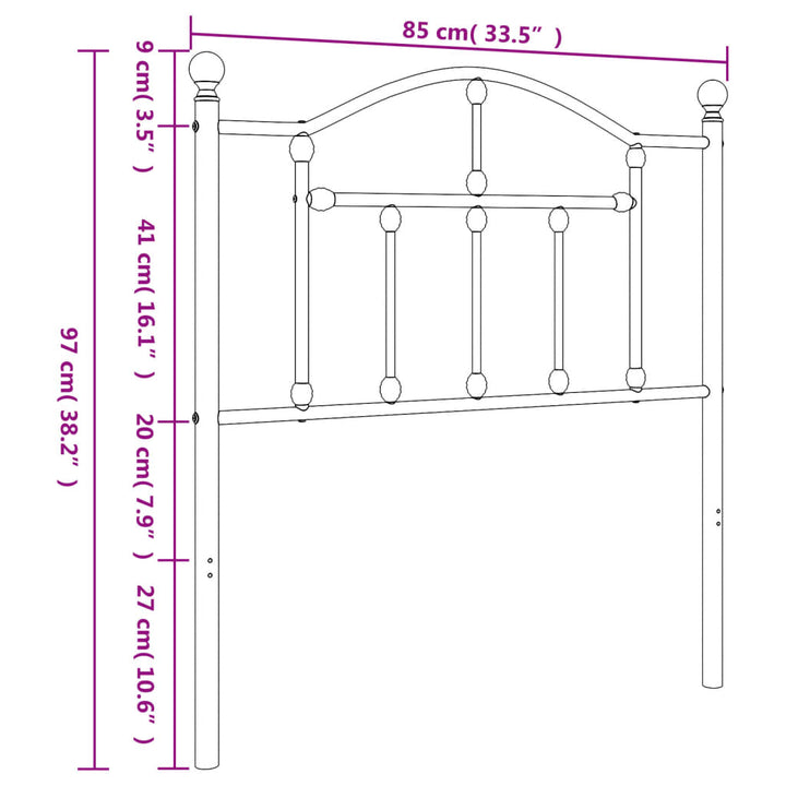 Hoofdbord 80 cm metaal wit