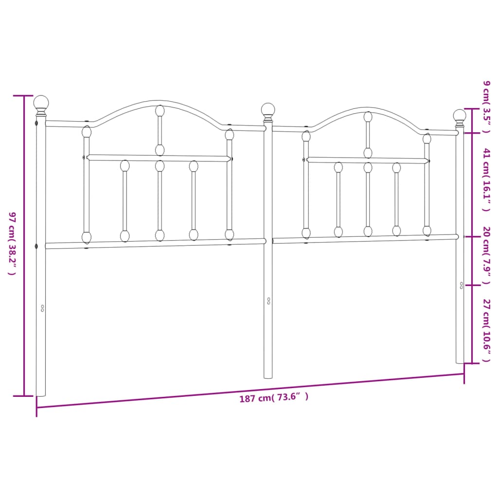 Hoofdbord 180 cm metaal wit