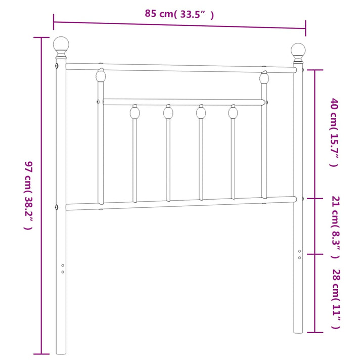 Hoofdbord 80 cm metaal wit