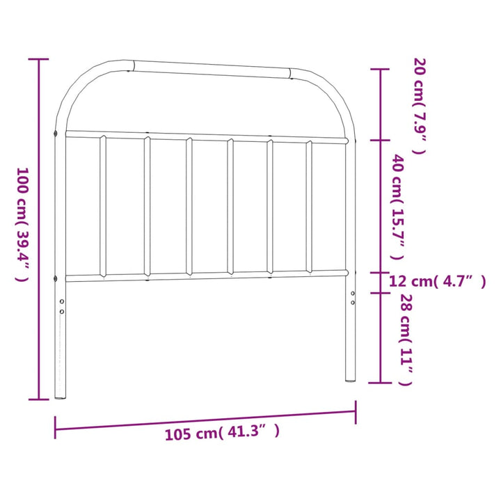 Hoofdbord metaal zwart 100 cm