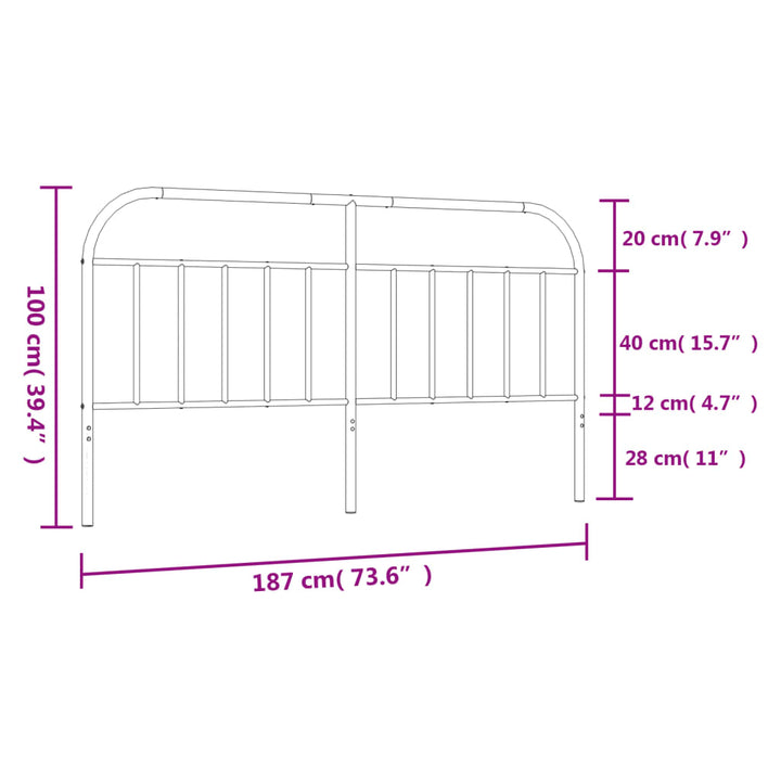 Hoofdbord metaal zwart 180 cm