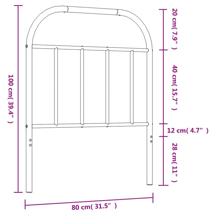 Hoofdbord metaal wit 75 cm