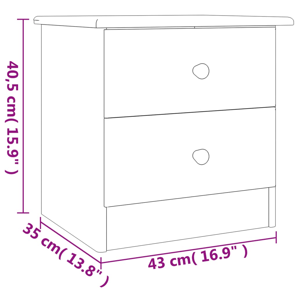 Nachtkastje ALTA 43x35x40,5 cm massief grenenhout