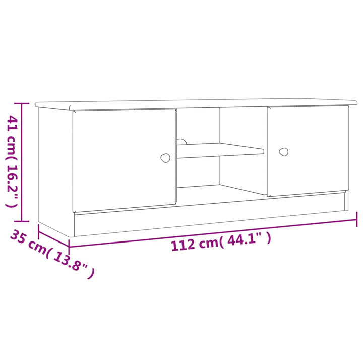 TV-meubel ALTA 112x35x41 cm massief groenhout wit