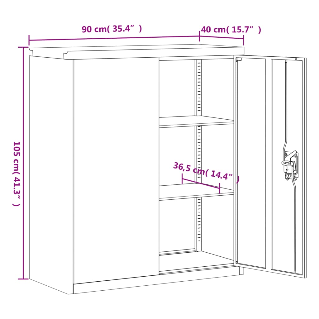 Archiefkast 90x40x105 cm staal zwart