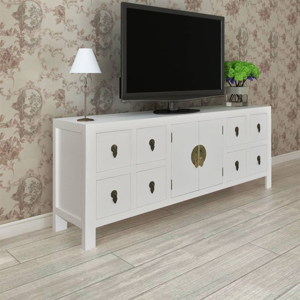 Tv-meubel 110x24x48 cm bewerkt hout wit