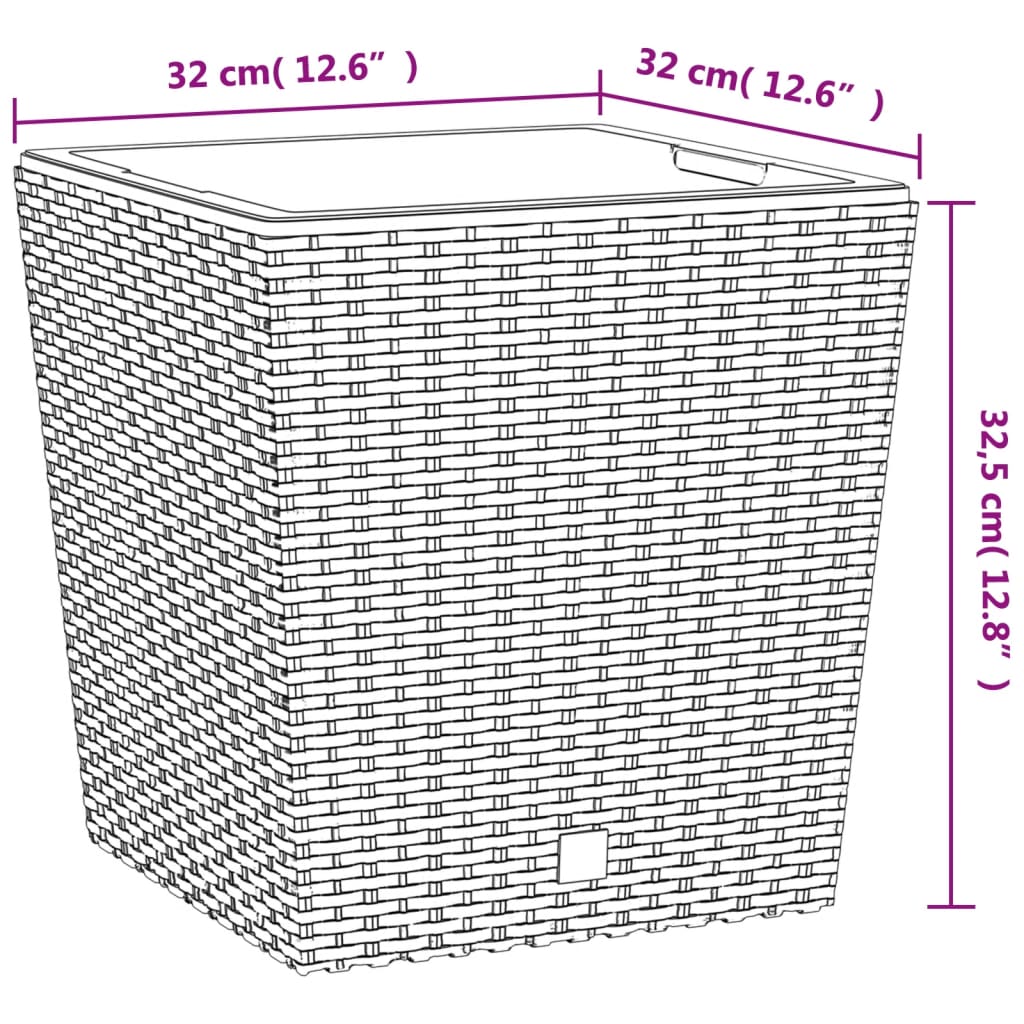 Plantenbak met uitneembare bak rattan-look 21/32 L PP bruin