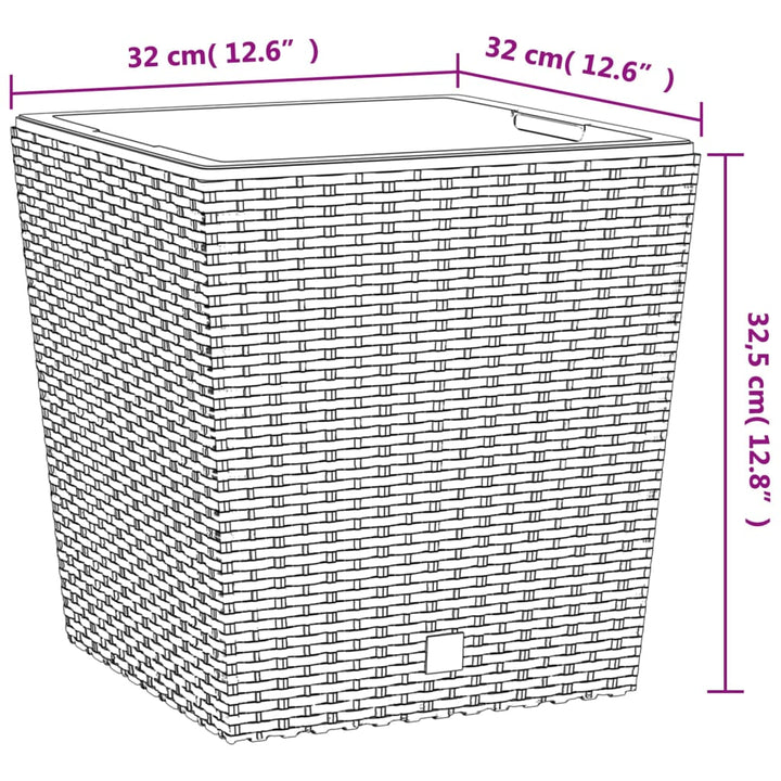 Plantenbak met uitneembare bak rattan-look 21/32 L PP wit