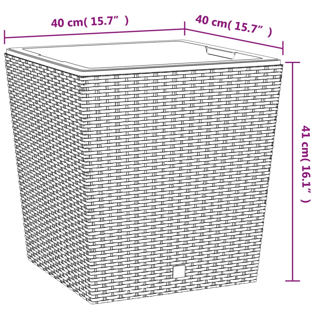 Plantenbak met uitneembare bak rattan-look 37/64 L PP antraciet