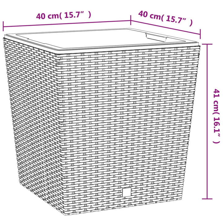 Plantenbak met uitneembare bak rattan-look 37/64 L PP antraciet